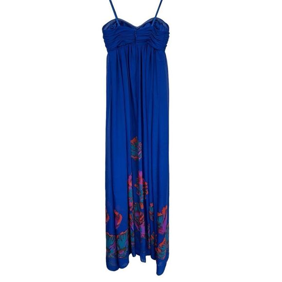 Aqua Y2K Strapless Blue Chiffon Maxi Floral Print Fairy Dress, 0 - Picture 3 of 13
